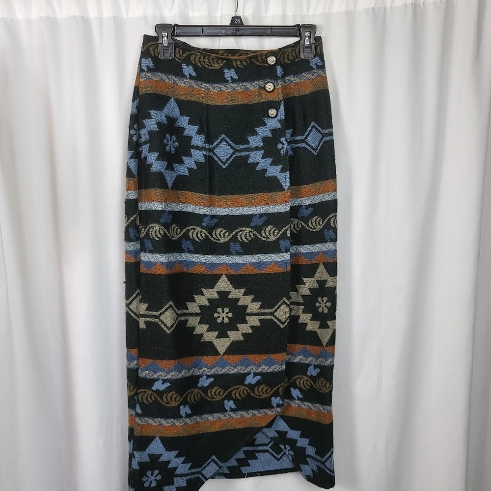 4/$18 Vintage Southwestern Print Wrap Skirt - Picture 2 of 9
